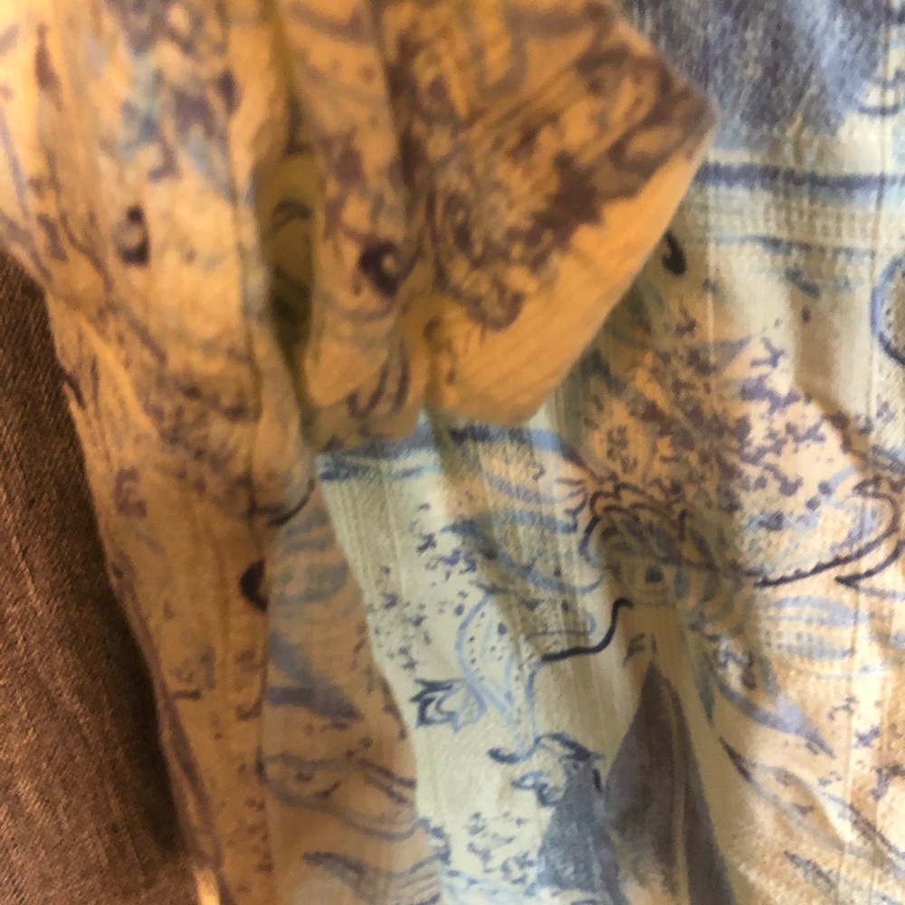 Caribbean rare spring beachy breezey button down 100% rayon shirt - Picture 7 of 8